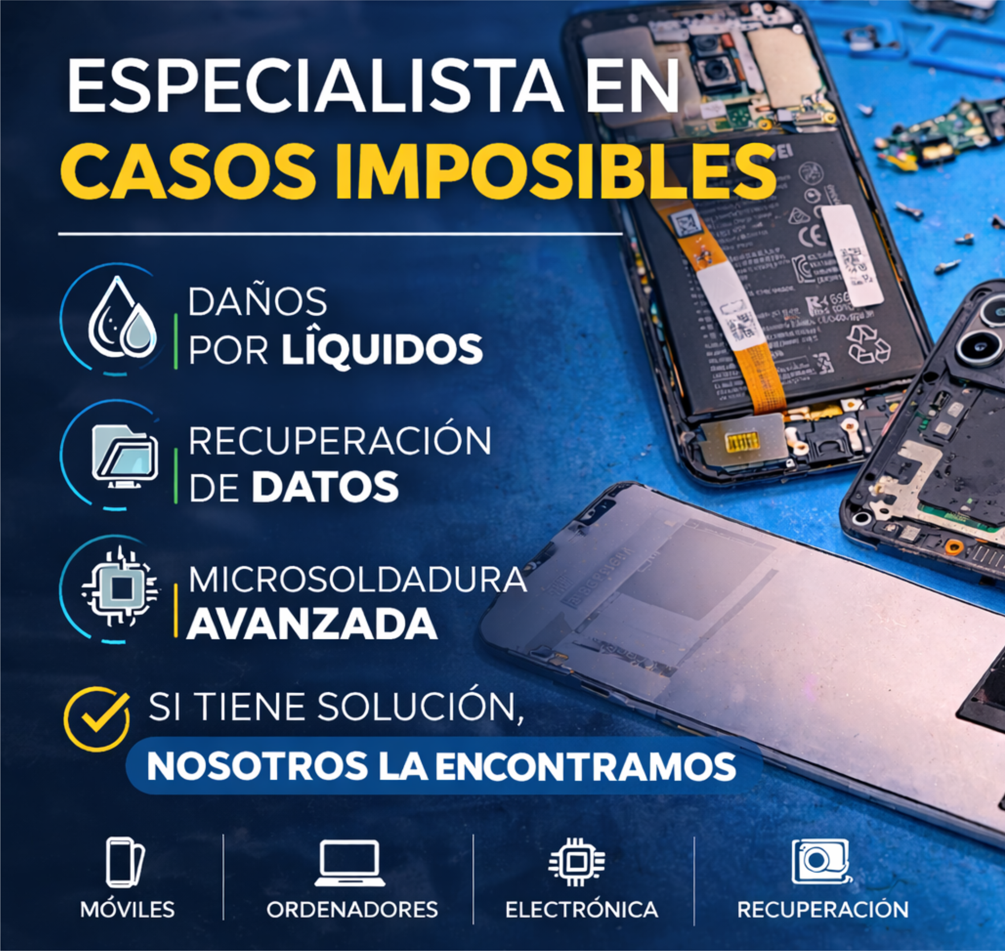 Técnico electrónico trabajando en banco de reparación